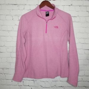 The north face fleece pink pull over 1/3 zip large